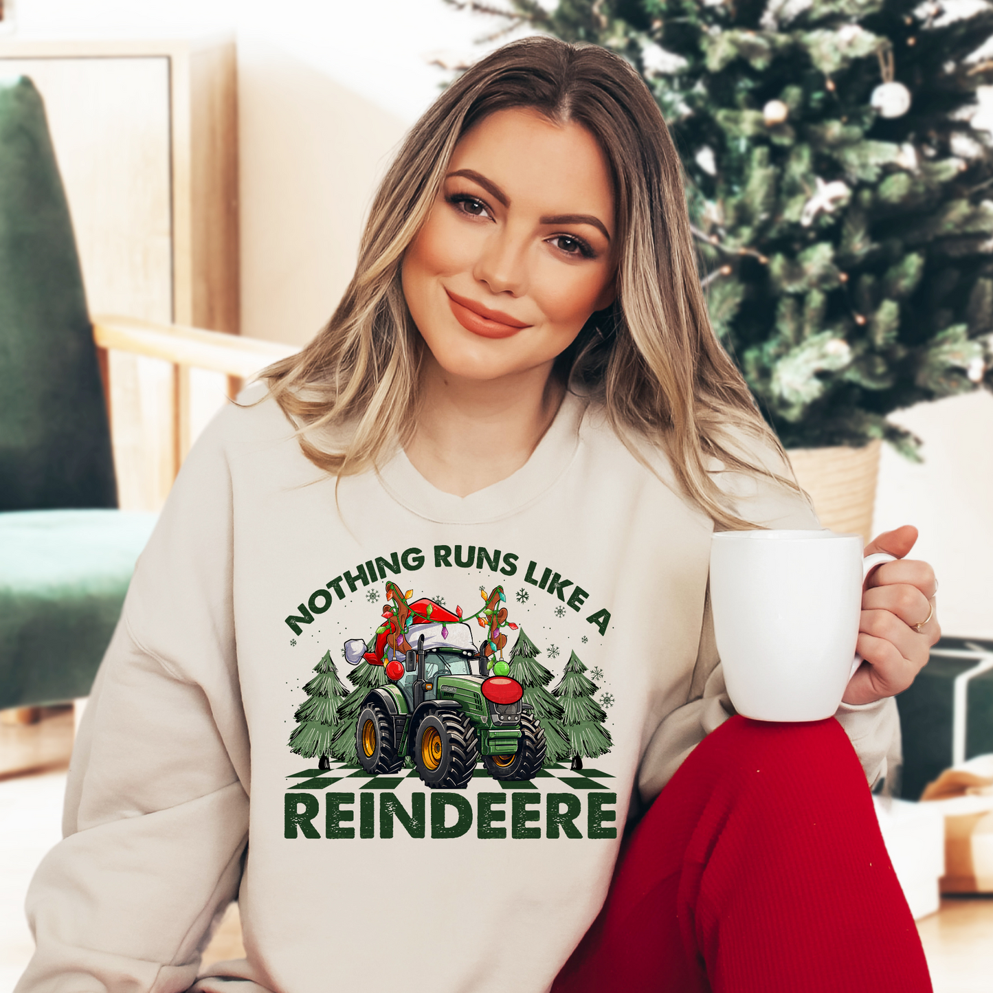 Nothing Runs Like a Reindeer Green DTF Transfer