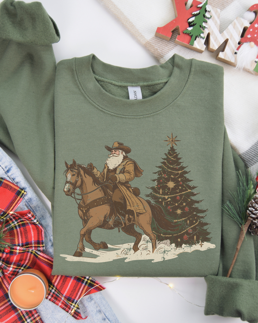 Santa Cowboy On Horse DTF Transfer