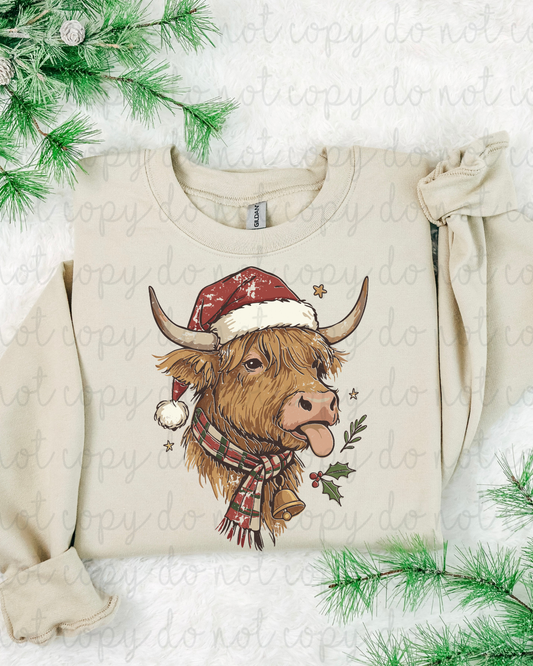 Santa Highland Cow DTF Transfer
