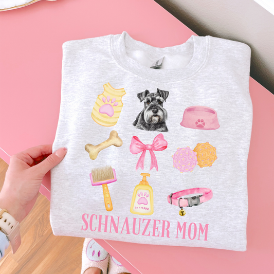 Schnauzer Mom Pink Collage DTF Transfer