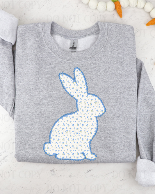 Shabby Blue Bunny DTF Transfer