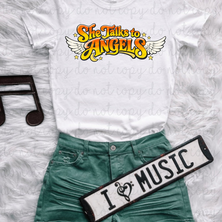 She Talks To Angels DTF Transfer