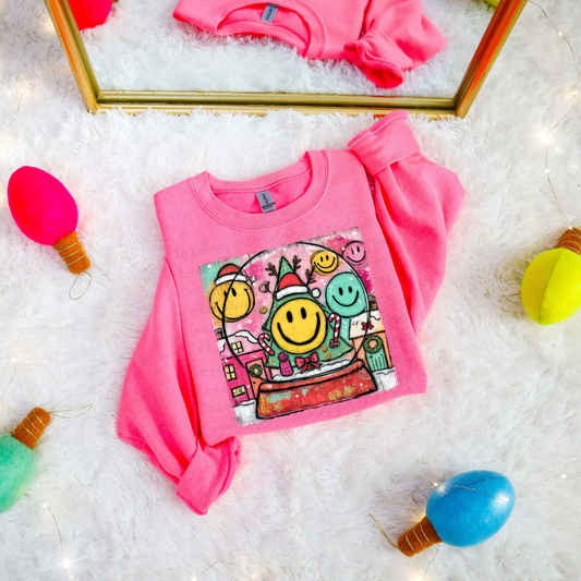 Smiley Snowglobe Christmas DTF Transfer