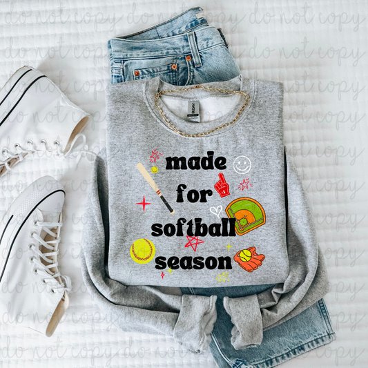 Made For Softball Season DTF Transfer