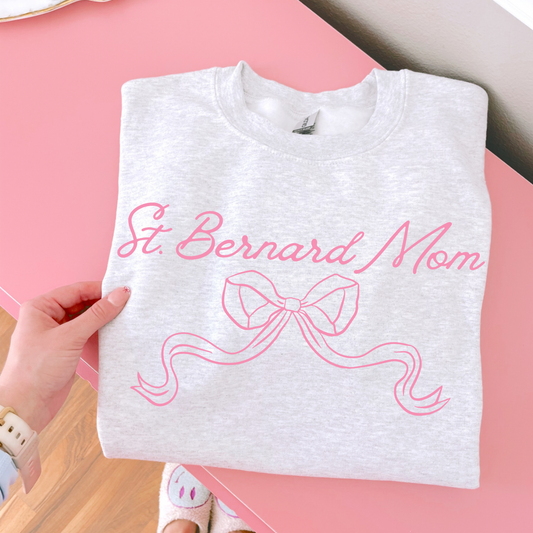 St. Bernard Mom Pink Coquette DTF Transfer