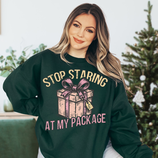 Stop Staring at my Package Christmas Clear Film Screen Print Transfer