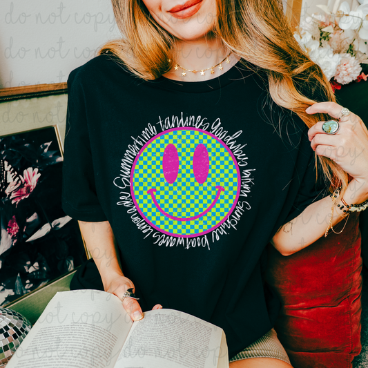 Summertime Checkered Smile DTF Transfer