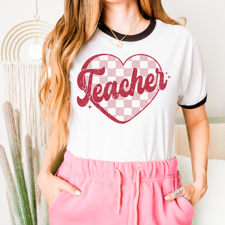 Checkered Teacher DTF Transfer