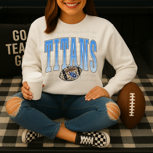 Titans Leopard Print Football DTF Transfers