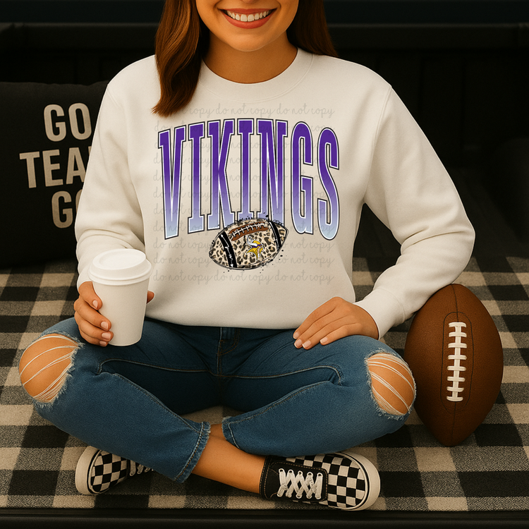 Vikings Leopard Print Football DTF Transfers