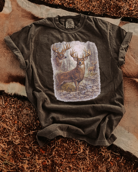 Vintage Deer Scene DTF Transfer