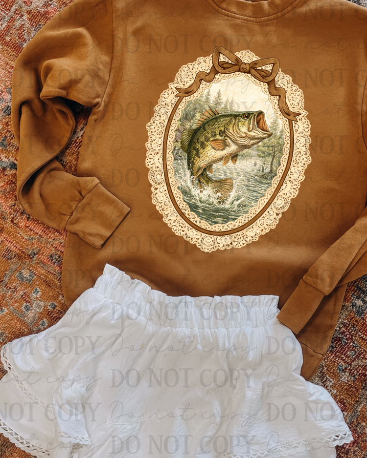 Vintage Framed Trout DTF Transfer