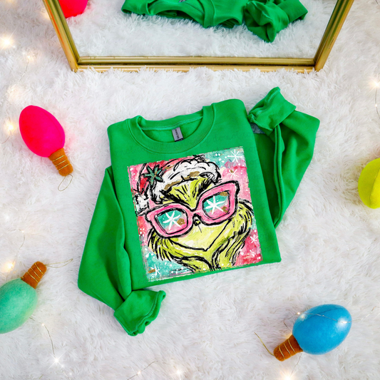 Watercolor Grinch DTF Transfer