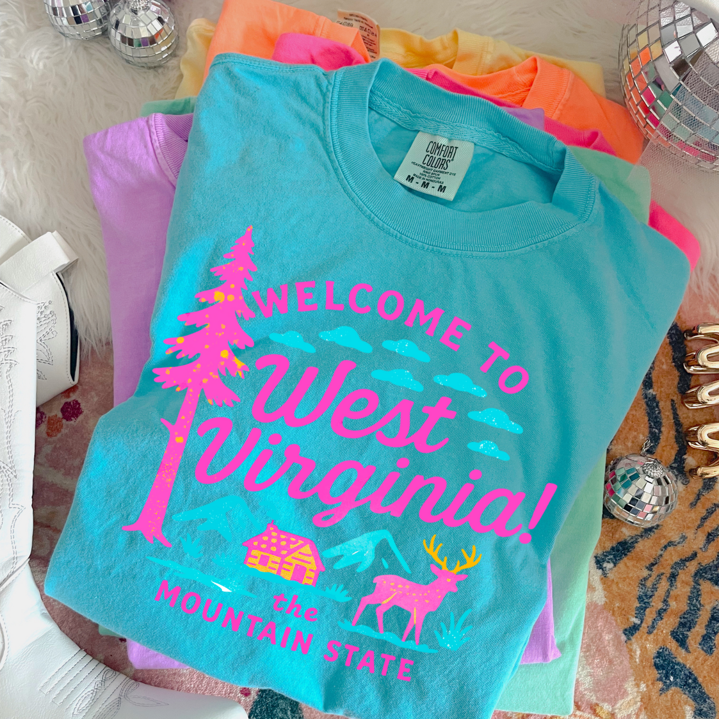 Neon Welcome To West Virginia DTF Transfer