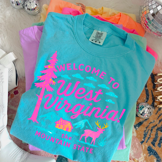 Neon Welcome To West Virginia DTF Transfer