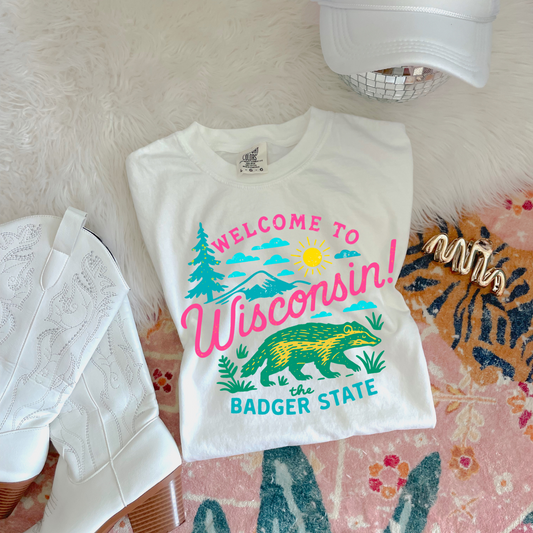 Neon Welcome To Wisconsin DTF Transfer