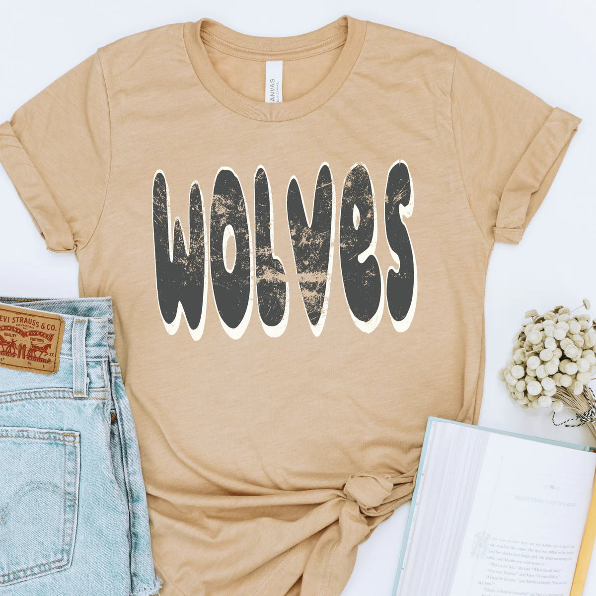 Wolves Retro Distressed School Spirit DTF Transfer