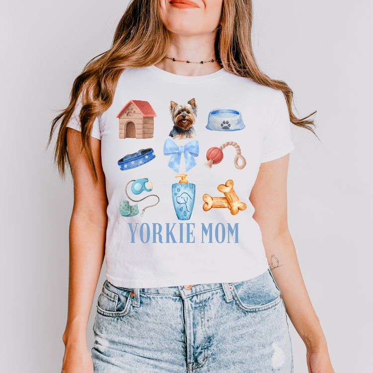 Yorkie Mom Blue Collage DTF Transfer